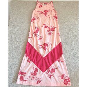 Vintage Royal Palm Hawaii Dress Pink Floral Maxi Sleeveless 70s